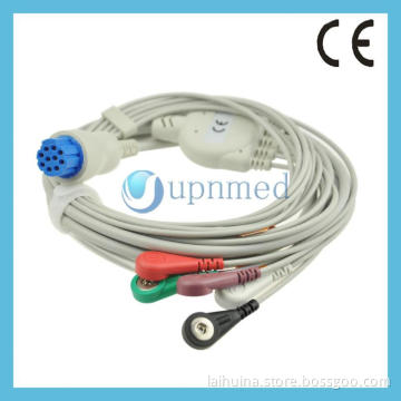 Datex Cardiocap 5 five lead ECG Cable with leadwires, 10pins